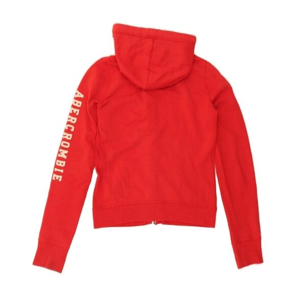 ABERCROMBIE & FITCH Womens Graphic Zip Hoodie Sweater Small Red A001184 - Picture 2 of 9
